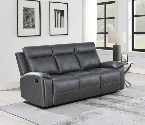 Steve Silver Gaston Manual Reclining Sofa In Gray Vegan Leather