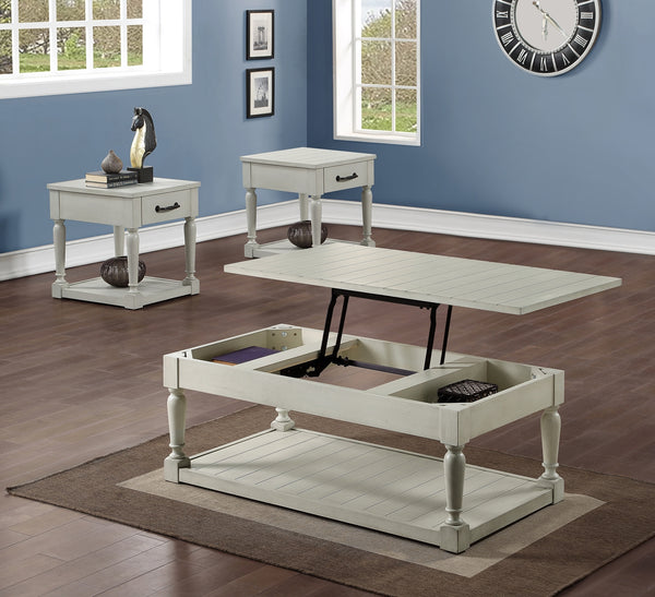 Steve Silver Hemingway Lift-Top Coffee & 2 End Tables Set In Alabaster Finish