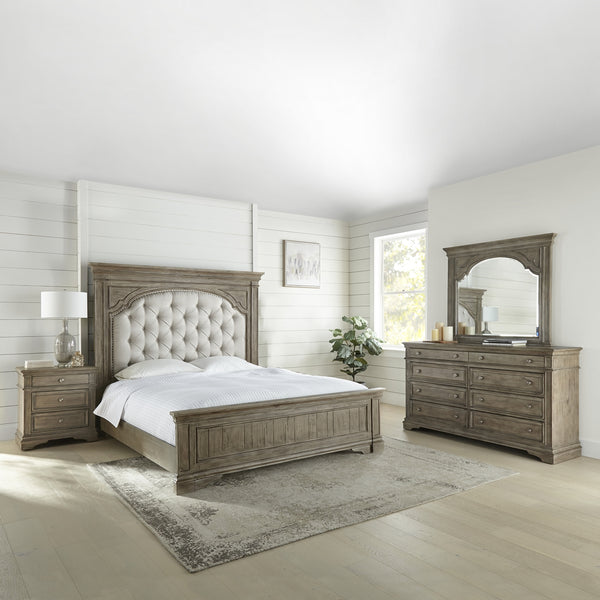 Steve Silver Highland Park King Bed, Dresser, Mirror & Nightstand Set In Waxed Driftwood