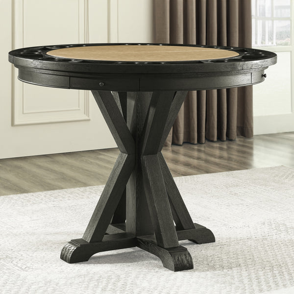 Steve Silver Rylie Counter-Height Table With Game Top In Black Finish With Sand Faux-Leather