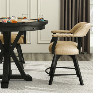 Steve Silver Rylie 24-Inch Counter Captains Chairwith Black Finish & Sand Faux-Leather