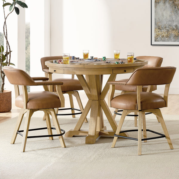 Steve Silver Rylie Natural Game Top Counter-Height Table & 4 Chairs Set