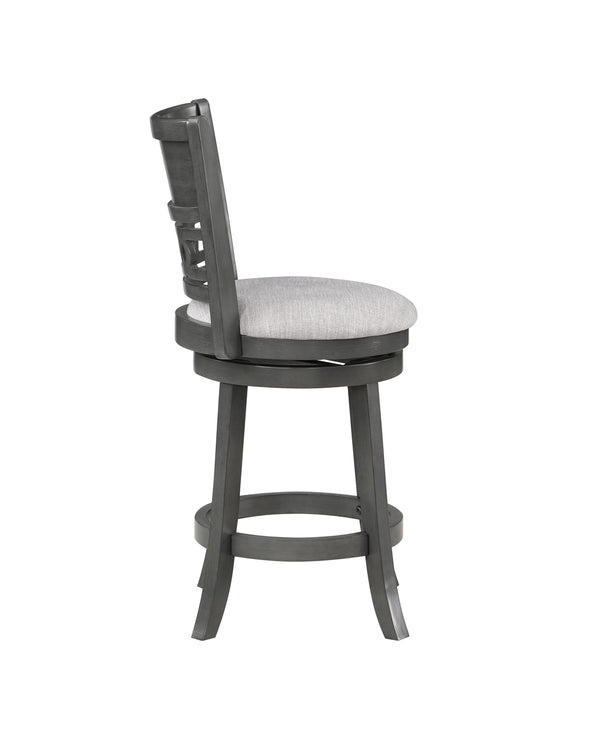New Classic Gia 24-Inch Upholstered Swivel Counter-Height Stool in Gray with Gray Fabric Seat