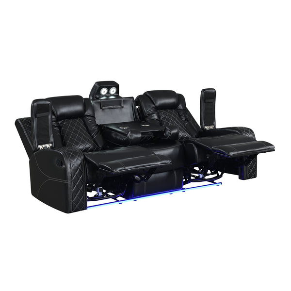 New Classic Orion II Sofa with Dual Recliner in Black