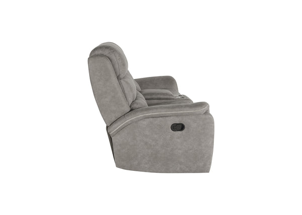 New Classic Kamari Console Loveseat with Dual Recliners in Gray