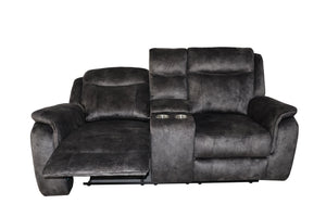 New Classic Park City Console Loveseat with Power Footrest in Slate