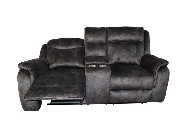 New Classic Park City Console Loveseat with Power Footrest in Slate