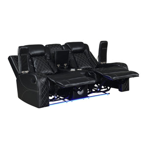 New Classic Orion II Console Loveseat with Dual Recliners in Black