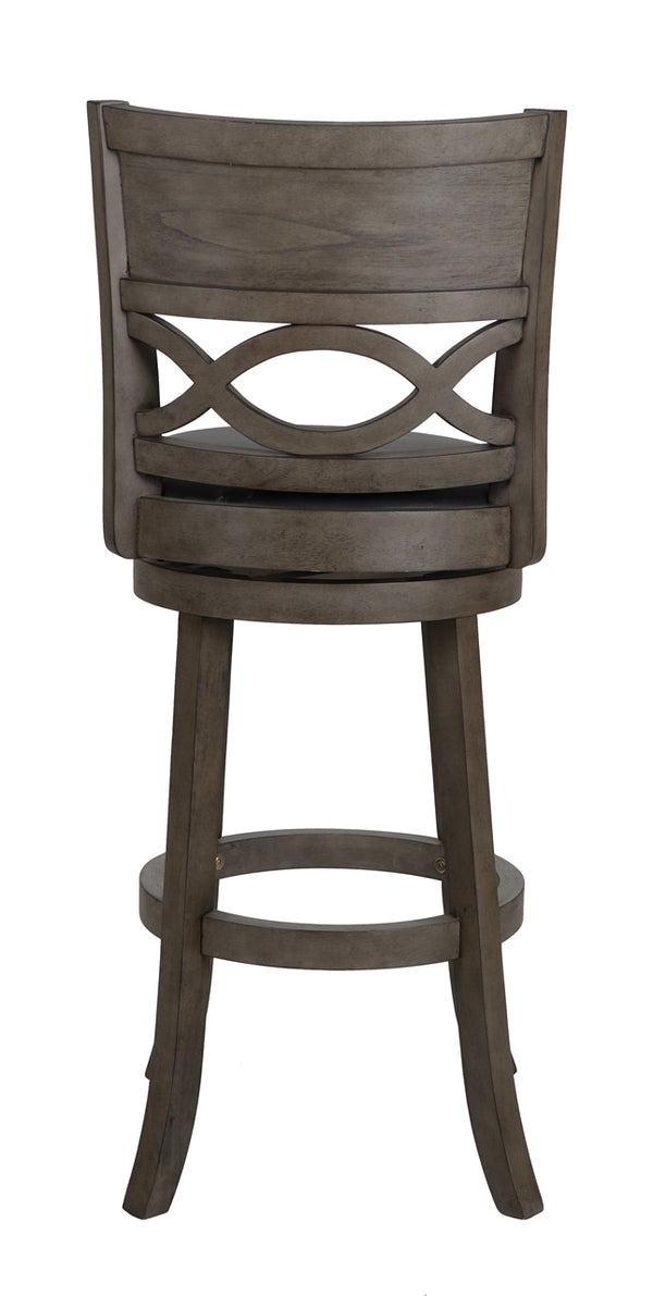 New Classic Manchester 29-Inch Upholstered Barstool with Black Polyurethane Cushions in Gray
