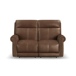 Flexsteel Zero Gravity Alexander Leather Power Reclining Loveseat with Power Headrest & Lumbar in Khaki