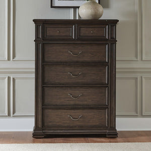 Liberty Furniture Provence Park Chateau Brown 6-Drawer Chest with Square Turned Pilasters