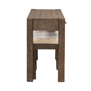 Liberty Furniture Broadmore Cobblestone Brown 3-Piece Console Table & 2 Upholstered Console Stools Set