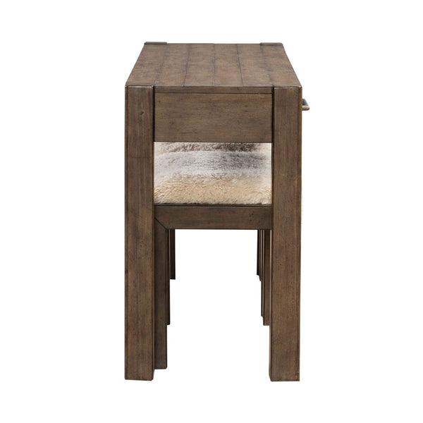 Liberty Furniture Broadmore Cobblestone Brown 3-Piece Console Table & 2 Upholstered Console Stools Set