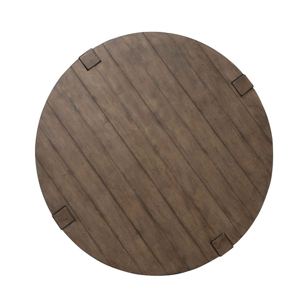 Liberty Furniture Broadmore Cobblestone Brown Round Cocktail Table with Casters