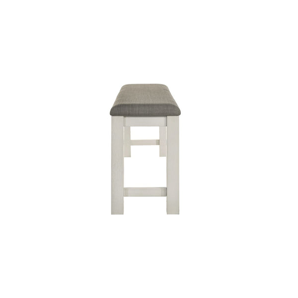 Liberty Furniture Brook Bay Textured White With Carbon Gray Tops Upholstered Counter Bench
