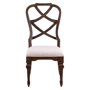 Liberty Furniture Provence Park Chateau Brown Wood Back Upholstered Side Chair with Bead Molding
