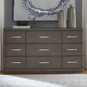 Liberty Furniture Cascade Falls Satin Espresso 9-Drawer Dresser with Starburst Veneer Pattern Top
