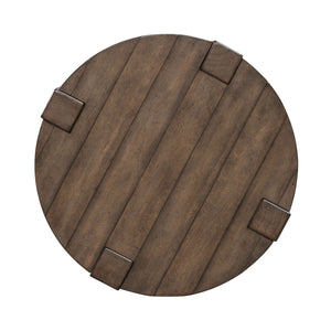 Liberty Furniture Broadmore Cobblestone Brown Round Chairside Table with Planked Top