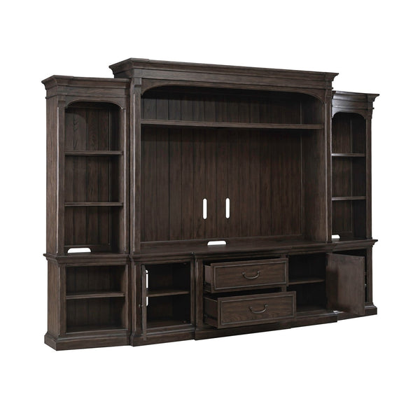 Liberty Furniture Paradise Valley Saddle Brown Entertainment Center with Piers & LED Lighting