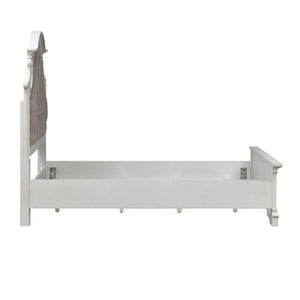 Liberty Furniture Magnolia Manor Antique White & Weathered Bark Full Tufted Upholstered Bed