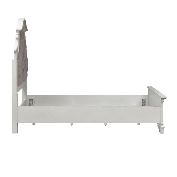 Liberty Furniture Magnolia Manor Antique White & Weathered Bark Full Tufted Upholstered Bed
