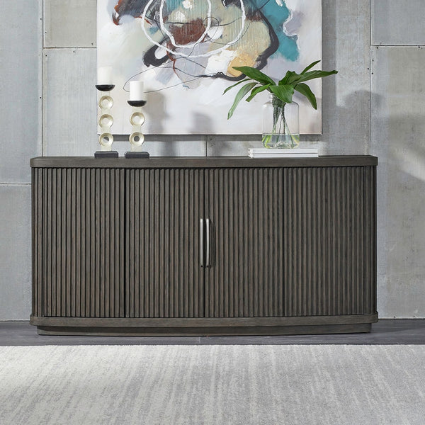 Liberty Furniture Cascade Falls Satin Espresso Buffet with Custom Satin Nickel Bar Pulls
