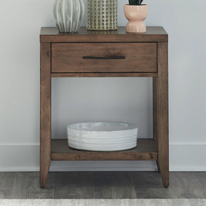 Liberty Furniture Shaker Lakes Harvest Brown Open Nightstand With Charging Station