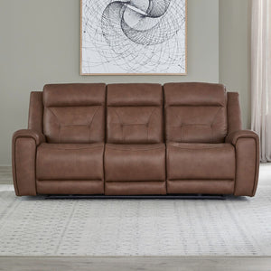 Liberty Furniture Beckham Aline Saddle Leather Dual Zero Gravity Power Recline with Powered Articulating Headrest Sofa with USB
