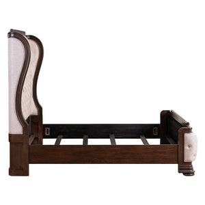 Liberty Furniture Provence Park Chateau Brown Queen Shelter Bed with Button Tufted Upholstered Panel