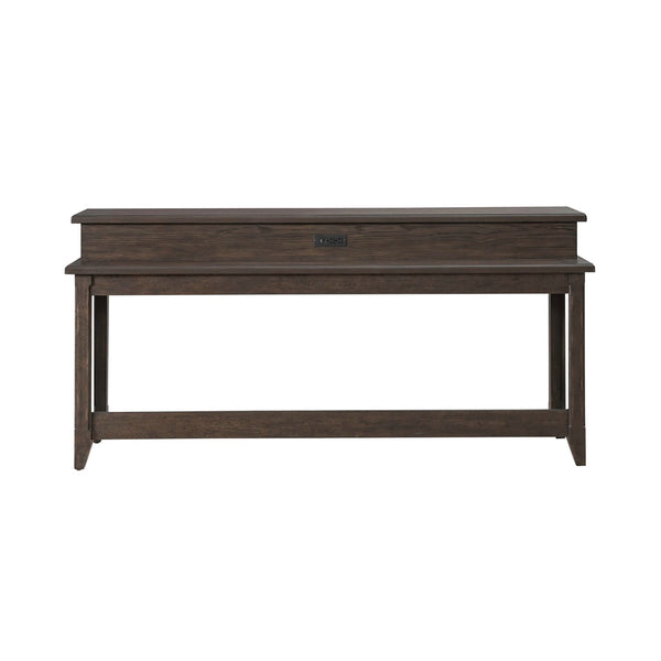 Liberty Furniture Paradise Valley Saddle Brown Console Bar Table with Built-In Charging Station