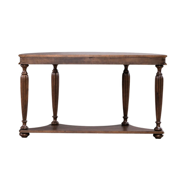 Liberty Furniture Allington Satin Sienna Demilune Sofa Table with Fancy Face Veneer Top