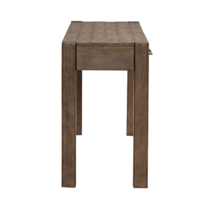 Liberty Furniture Broadmore Cobblestone Brown Console Table with Planked Top & Block Raised Legs