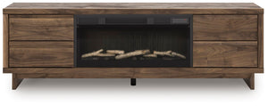 Zadilyn 72-Inch TV Stand with Electric Fireplace Brown