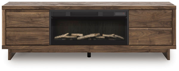 Zadilyn 72-Inch TV Stand with Electric Fireplace Brown
