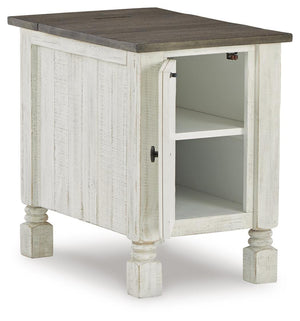 Havalance Chairside End Table with USB White/Gray