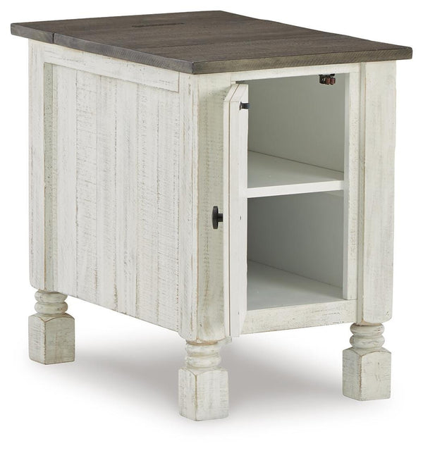 Havalance Chairside End Table with USB White/Gray
