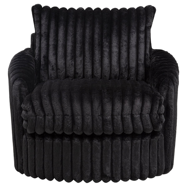Coaster Sarco Corduroy Upholstered Swivel Accent Arm Chair Black