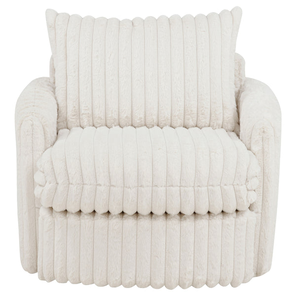 Coaster Sarco Corduroy Upholstered Swivel Accent Arm Chair Ivory
