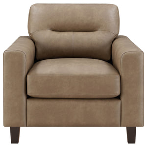 Coaster Scotland Faux Leather Upholstered Track Arm Chair Brown