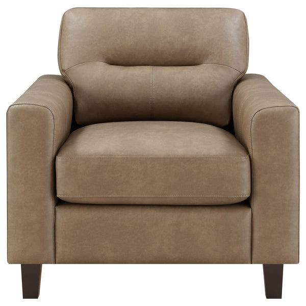 Coaster Scotland Faux Leather Upholstered Track Arm Chair Brown