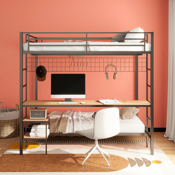 Coaster Campus Metal Full Over Twin Workstation Bunk Bed Matte Black