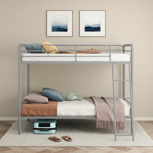 Coaster Carson Metal Twin Over Twin Bunk Bed Glossy Silver