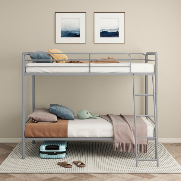 Coaster Carson Metal Twin Over Twin Bunk Bed Glossy Silver