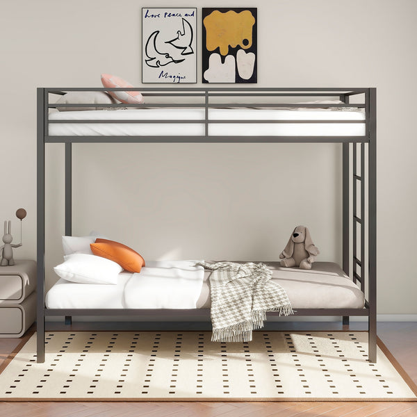 Coaster Alevera Metal Twin Over Twin Bunk Bed With Ladder Black