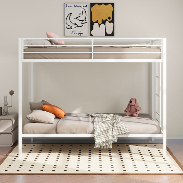 Coaster Alevera Metal Twin Over Twin Bunk Bed With Ladder White
