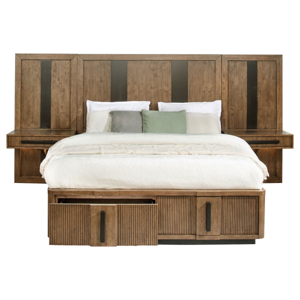 Coaster Terrace California King Wall Panel Storage Bed Ash Brown