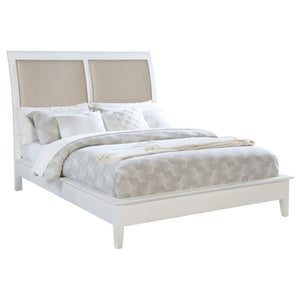 Coaster Bexhill 56-Inch Upholstered California King Panel Bed White