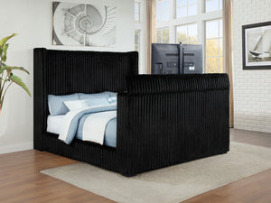 Coaster Centergrove Upholstered California King Wingback Tv Bed Black