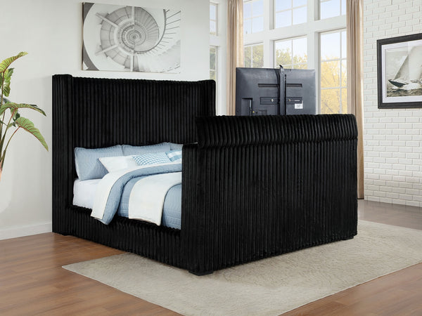 Coaster Centergrove Upholstered California King Wingback Tv Bed Black