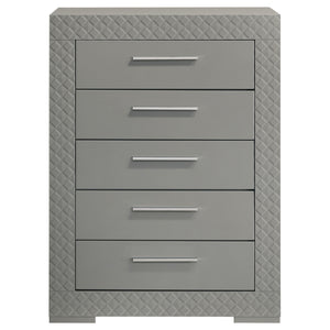 Coaster Ives 5-Drawer Bedroom Chest Of Drawers Grey High Gloss